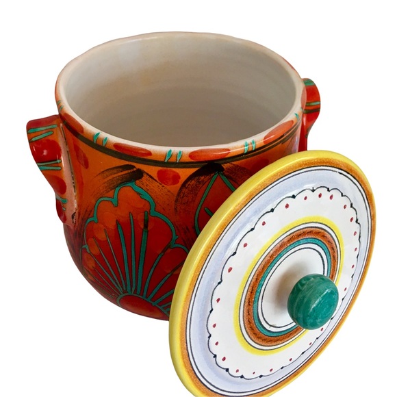 Italian Ceramic Dia Rosso Jar with Handles - Picture 5 of 7